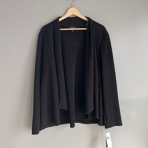Alyx Womens Black Textured Open Front Draped Cardigan Sweater‎ Size 1X NWT